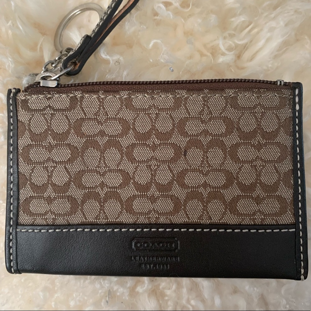 COACH Leather & Canvas Zip ID Wallet